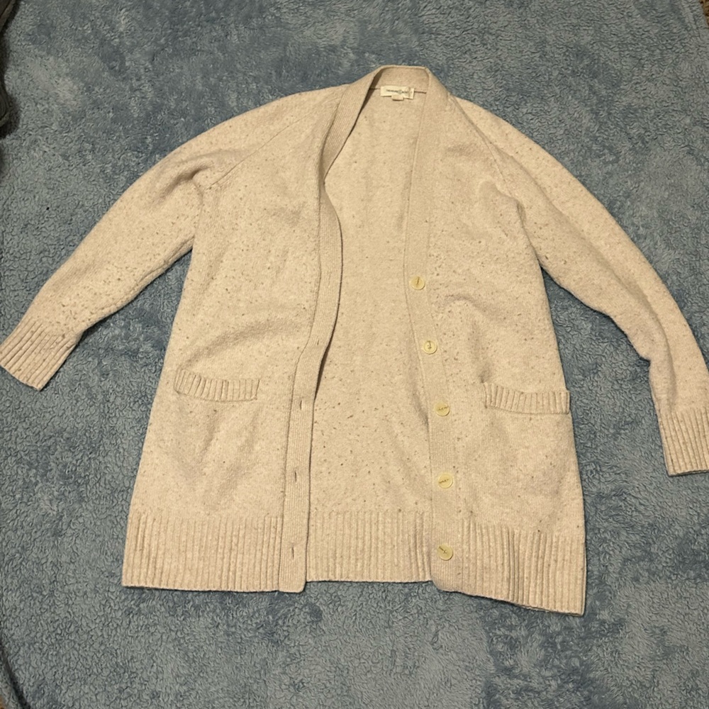 Treasure & Bond Beige Button-Up Cardigan